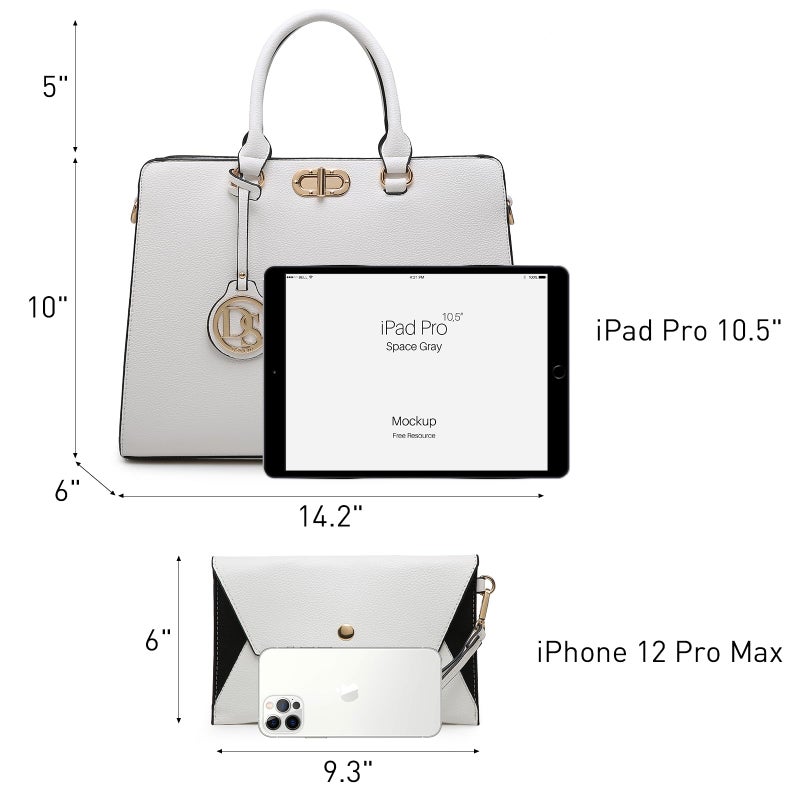 Dasein Women Handbags Purses Ladies Work Purse Satchel Tote Top Handle Shoulder Bags with Matching Clutch - Image 4